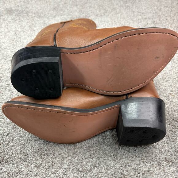 Boys Old West Brown Leather Cowboys Boots size 4.5 - Picture 10 of 11